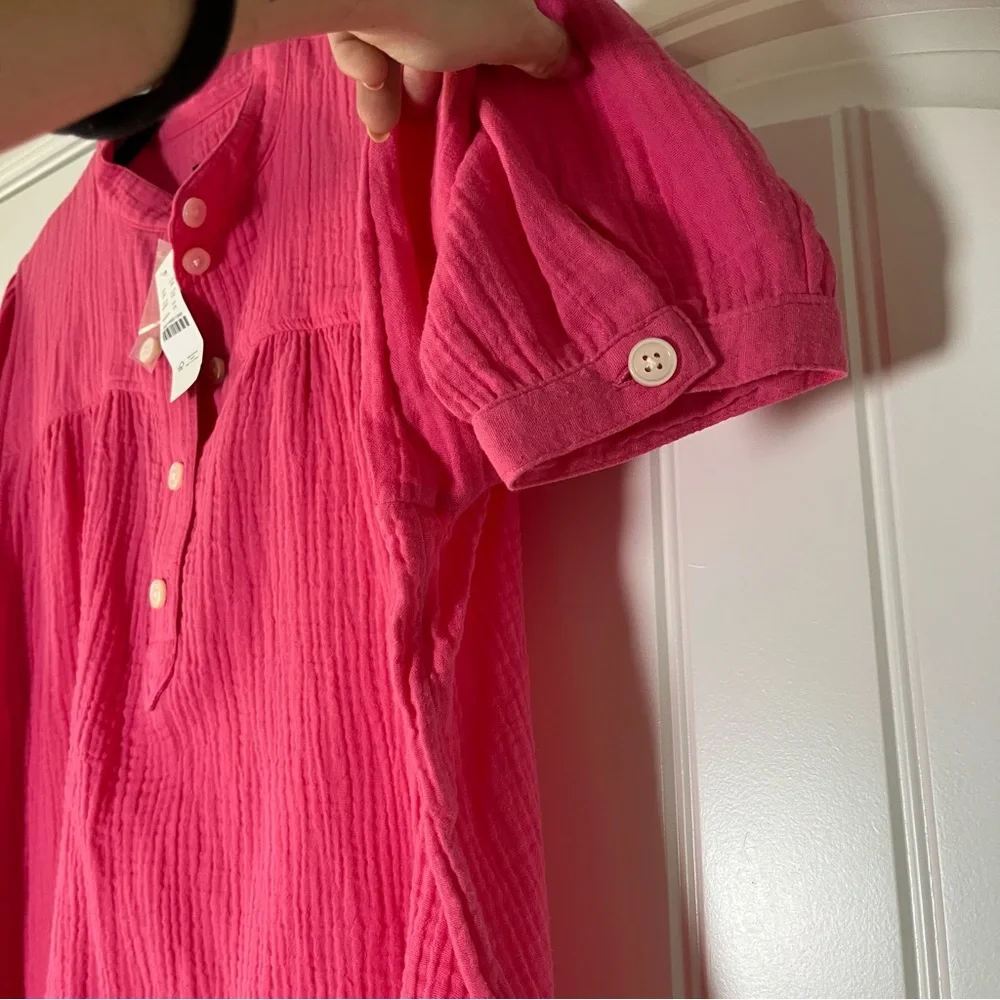 J. Crew Cotton Gauze Fresco Top Long Sleeve Button Front Pink Size 2X NWT - Picture 5 of 8